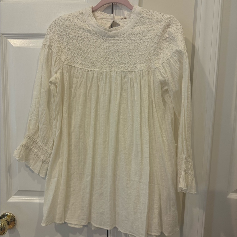 NWT Free People Obi Mila Smocked Tunic Top Ivory Small - Picture 5 of 14